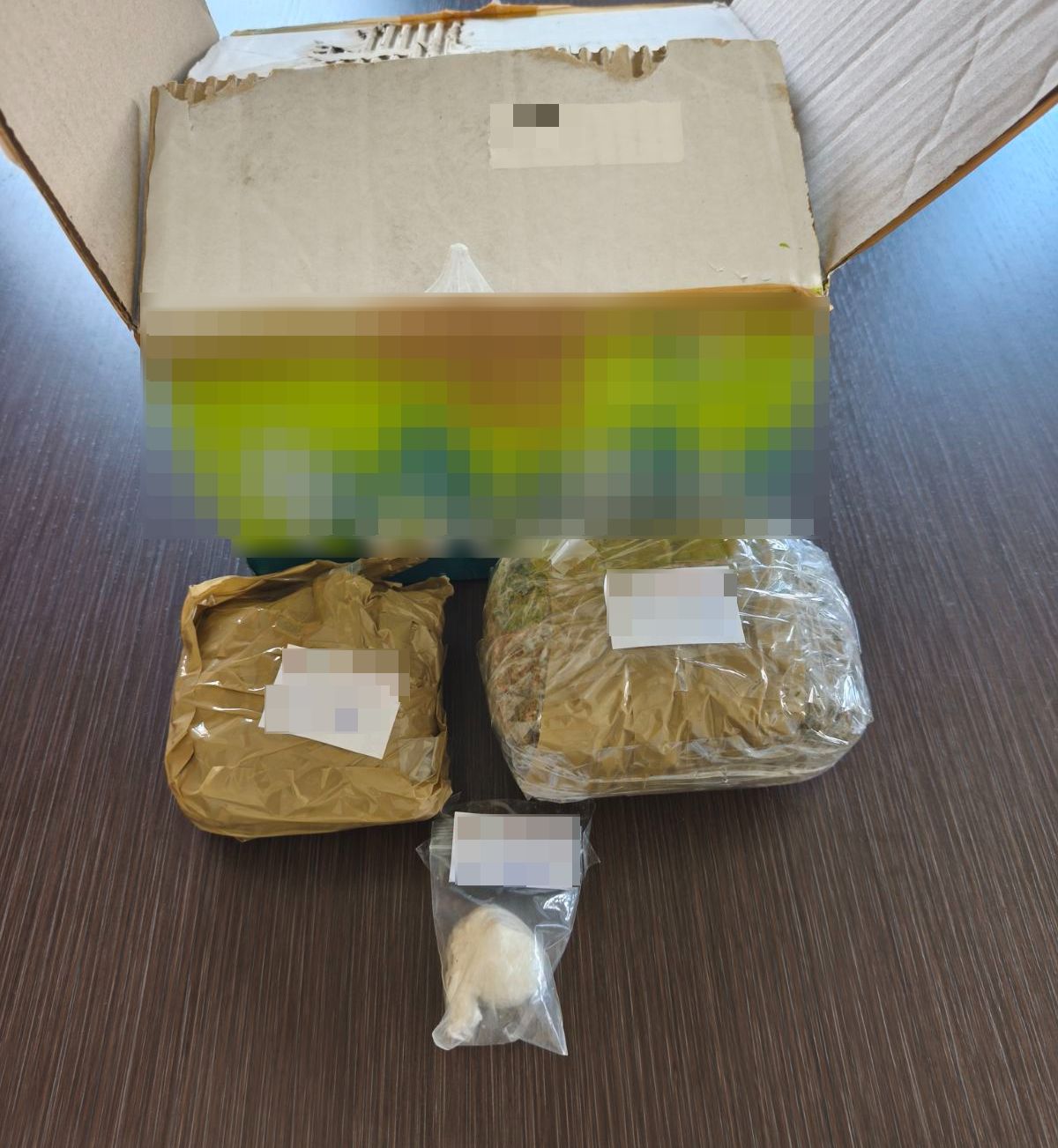 a box with packages of food